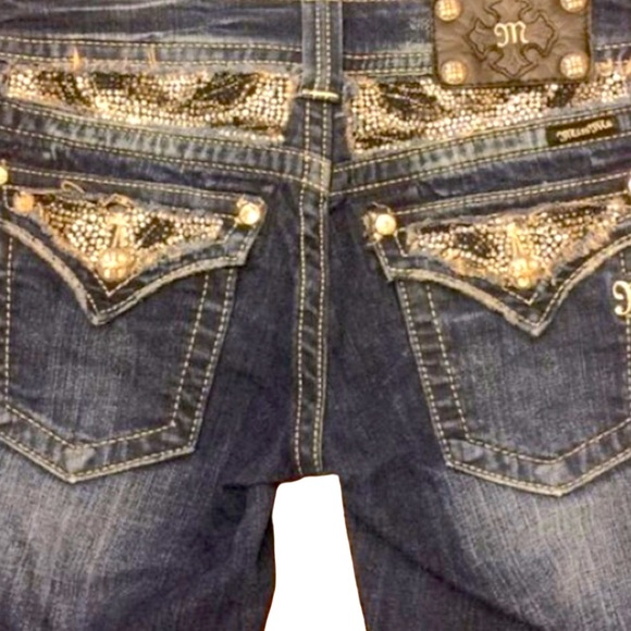 Miss Me Jeans Bling Rhinestones Crystal Studs Boot Cut JP5124B7 SZ 27 Inseam 34 - Picture 2 of 11